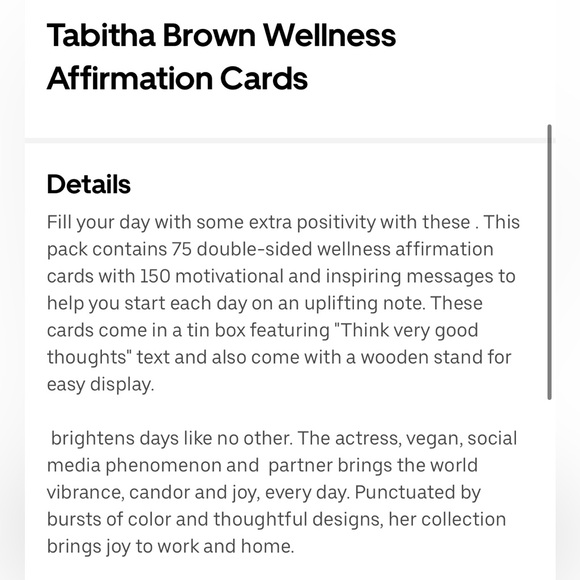 TABITHA BROWN NEW wellness affirmation card set w/ wooden stand - Picture 4 of 4